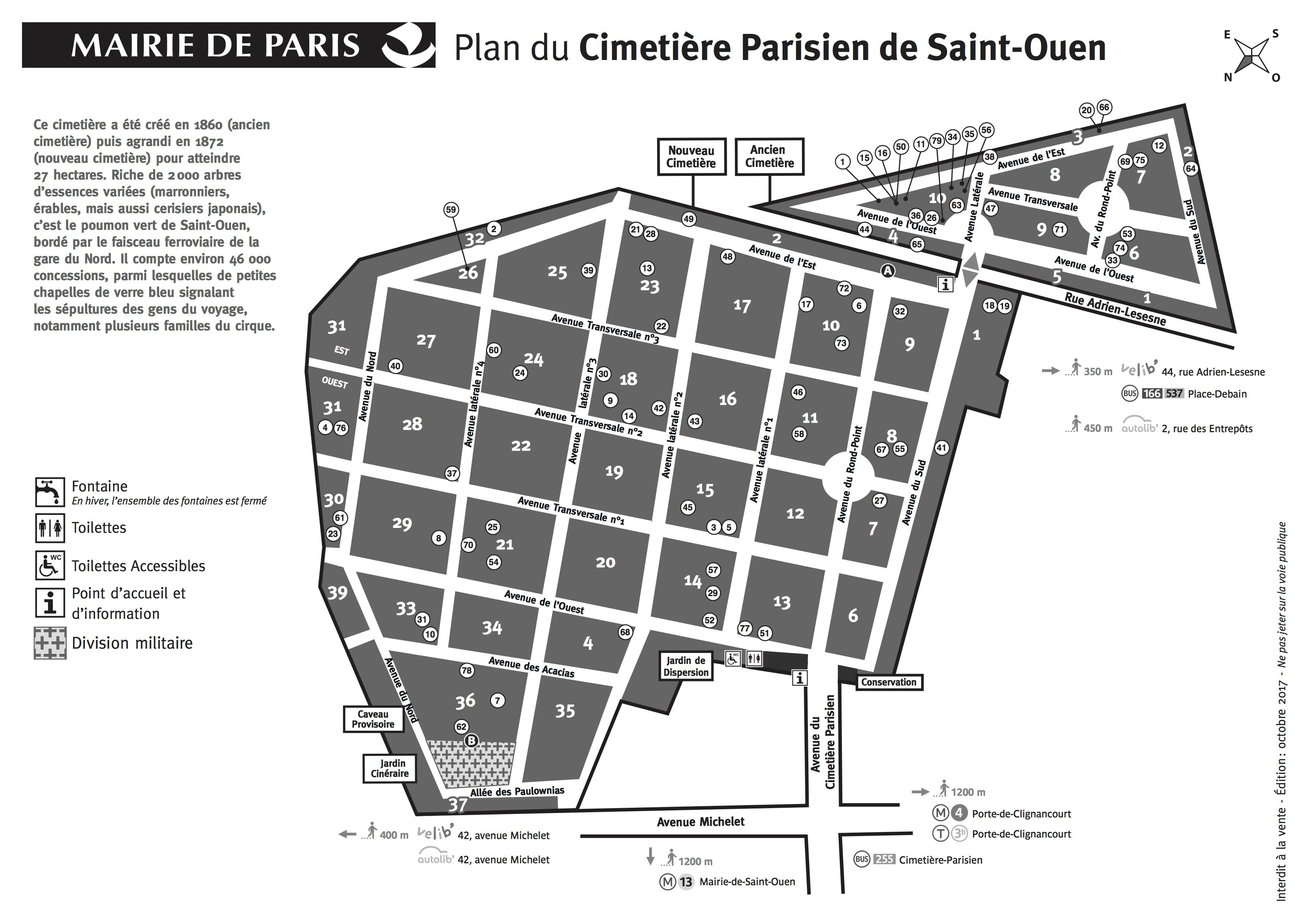 Carte Cimetière parisien de saint Ouen